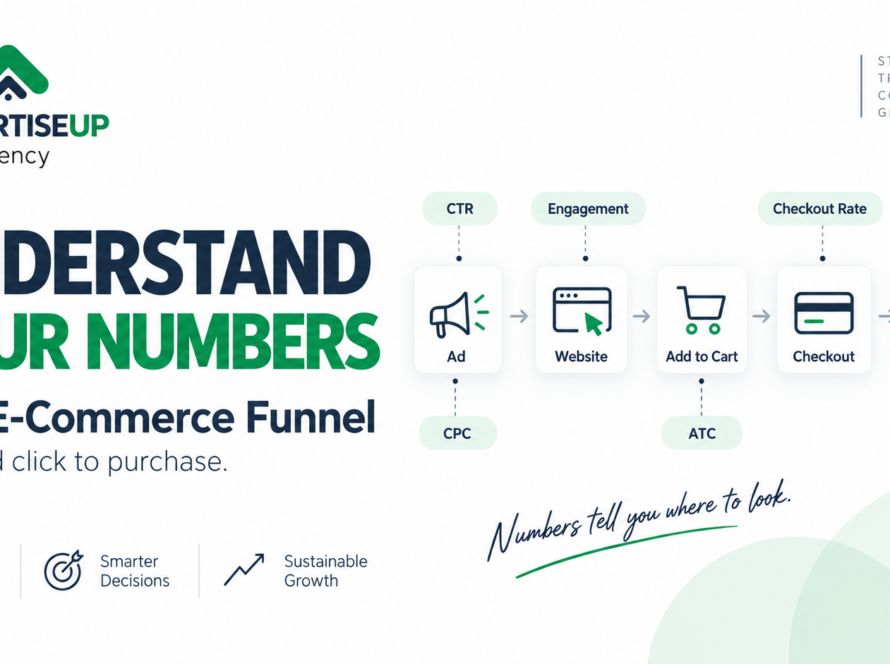 E-commerce funnel metrics from ad to website, add to cart, checkout and purchase.